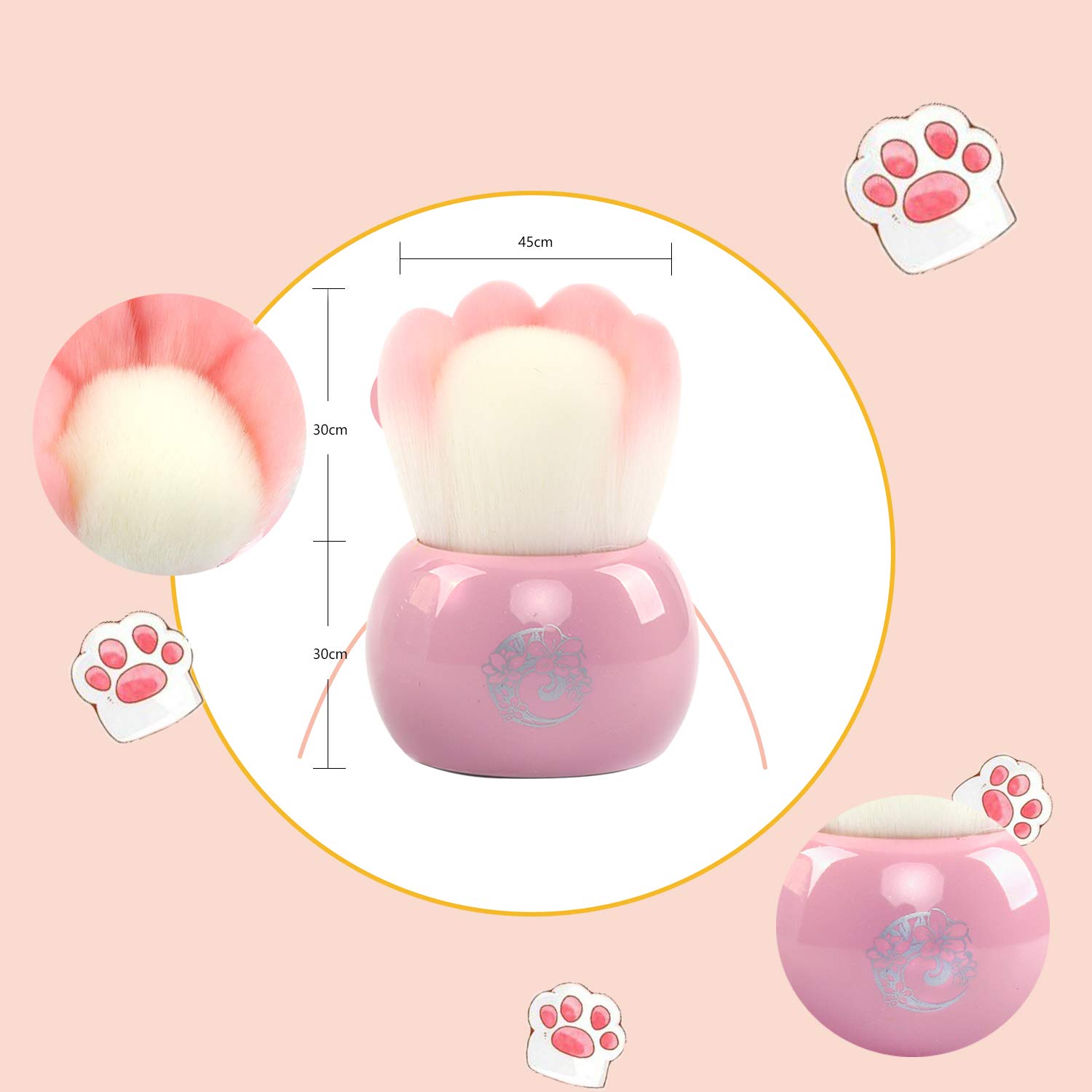 ENERGY Kabuki Blush Brush with Travel Case Cute Full Coverage Face Makeup Brush for Mineral Powder Flawless Makeup Application Best Christmas Gifts for Girls Women (Cat paw,Pink): Beauty