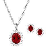 EAMTI 925 Sterling Silver Love Heart Necklaces for Women Mom Necklace Ruby Heart Pendant Necklace Birthday Gifts for Women Wife