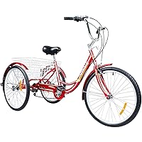 MarKnig Adult Tricycles 24/26 inch 7 Speed 3 Wheeled Bike, with Large Basket for Seniors, Women, Men for Recreation…