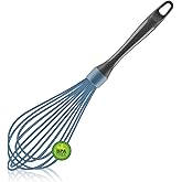 OYV Blue Silicone Whisk, Professional Plastic Whisks for Cooking Non-Scratch, Stainless Steel & Heat Resistant Rubber Wisk, Dishwasher Safe Whisk, 12-Inch