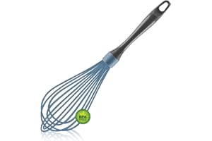 OYV Dishwasher Safe Whisk, Professional Whisks For Cooking Non-Scratch, Stainless Steel & Silicone Wisk, Plastic Rubber Whisk Tool For Nonstick Cookware Pans, Heat Resistant Whisk 12-Inch, Blue