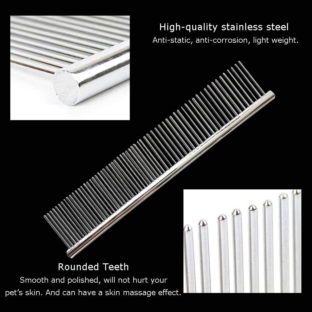 Stainless Steel Pet Comb, 4 Pack Pet Grooming Steel Comb with Rounded Teeth - Image 4