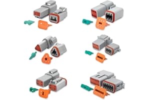 PARANNIC DT Series Connector Kit 2 3 4 6 8 12Pin Gray 1 Set, Size 16 Solid Contacts 14-18AWG Waterproof Electrical Wire Connector with Seal Plug for Truck, Off-Road Vehicles, Marine, Motorcycle Wiring