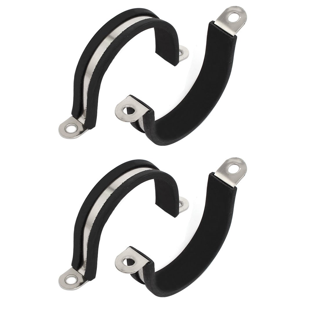 Sourcingmap 40mm Dia Rubber Lined U Shaped 304 Stainless Steel Pipe Clip Hose Clamp 4pcs