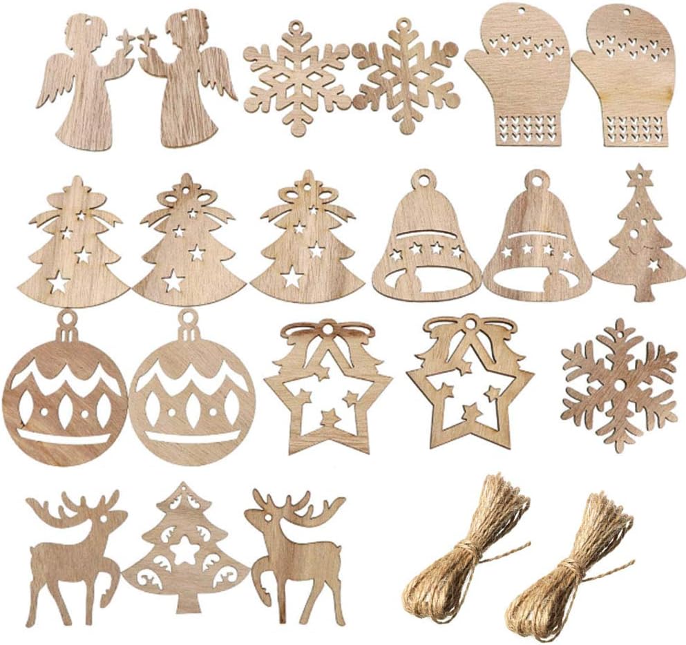 2018 Latest Nuluxi Wooden Pendants Christmas Decorations Christmas Wooden Hanging Tags Hanging Christmas Tree Ornaments Blank Unfinished Hanging Ornament Slices Suitable For Diy Crafts And Christmas Party Kitchen Home Wholesale Prices