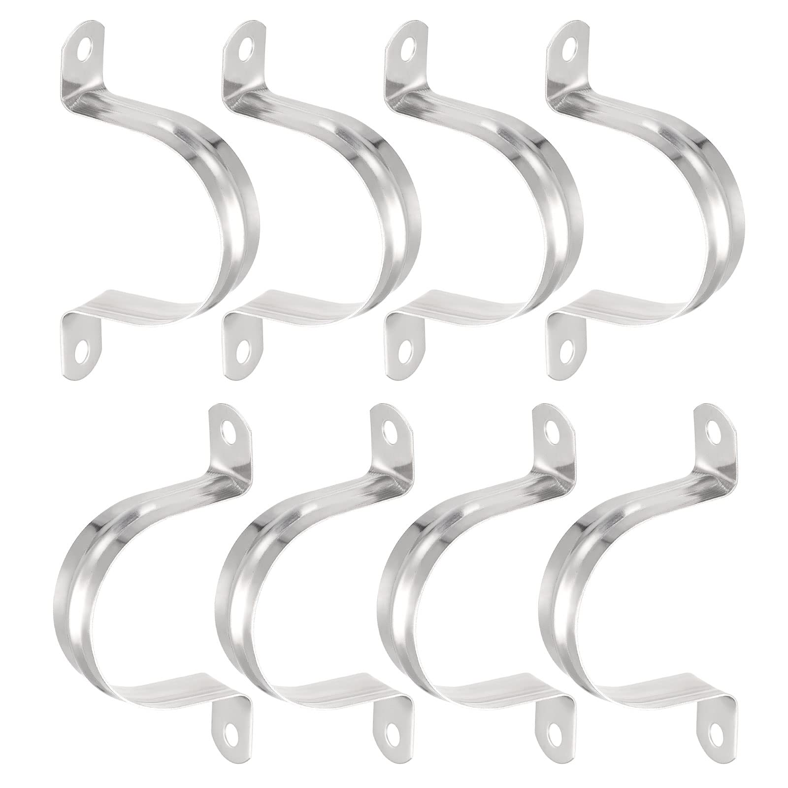 DTGN 18mm(W) Two Hole Strap - 8Pack - Good for Industrial 47mm Dia Pipe Fixing - 201 Stainless Steel Rigid Pipe Strap Clamp - Silver Tone — image 1
