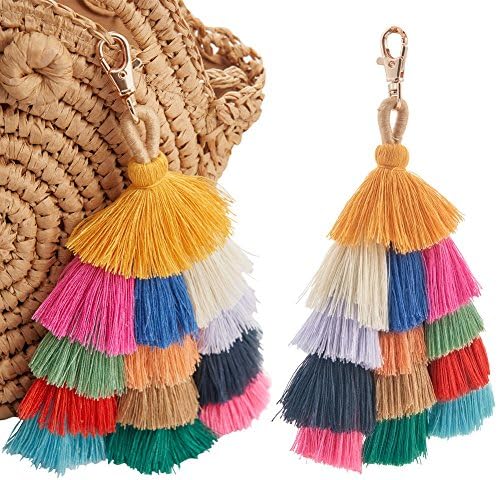 Tassels Pom Poms Keychain, Bohemian Handbag Bags Pendant Key Chain Rings