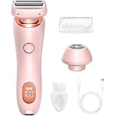 Razor for Women,Shaver Glide Razor, 3.0 Electric Beauty Trimmer,Rechargeable, Portable and Free Exfoliating Glove(Pink)