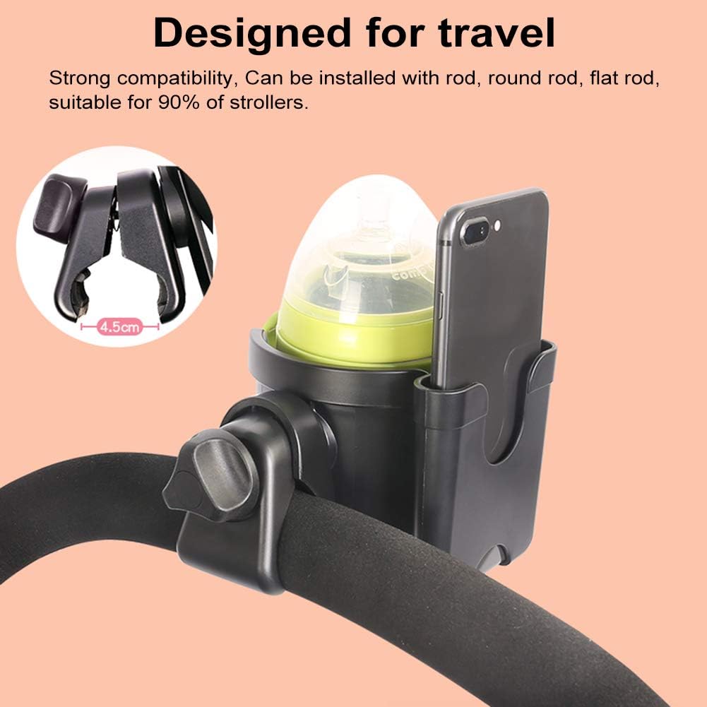 Hemousy Universal Cup Holder,2in1 Stroller Bottle Holder with Phone Holder 360 Degrees Rotation Large Caliber Drink Rack for Pushchair Crib Bicycle Wheelchair Walker Scooter Fishing Rod: Home & Kitchen