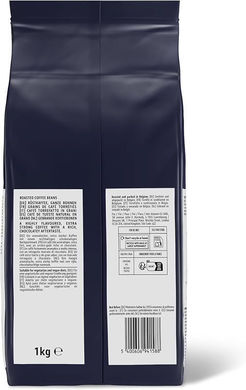 Grains de Café Intenso, Torréfaction Corsée, 2kg (2 Paquets de 1kg) – Certifiés Rainforest Alliance