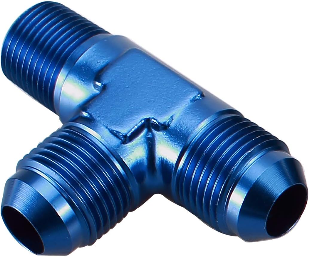 Flare Tee 6 AN AN6 Male to 1/4 NPT Male On Run Adapter Black 2 x AN6