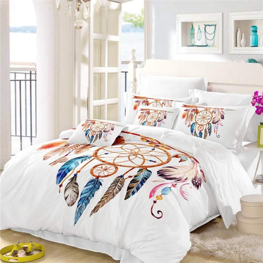 VITALE Dreamcatcher Duvet Cover King Size,3D Bohemia Indian Dream Catcher Bedding Set King,Dreamcatcher Bedroom Decor-White