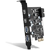 YEELIYA 6-Ports USB PCIe Card PCI Express to Type C(2),USB Type-A（2） Expansion Card with Internal 19 Pin Connector/Type E（A-K