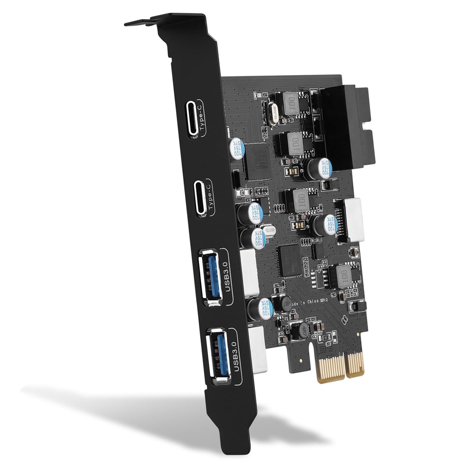 Photo 1 of YEELIYA 6-Ports USB PCIe Card PCI Express to Type C(2),USB Type-A?2? Expansion Card with Internal 19 Pin Connector/Type E?A-Key? Front Panel Adapter for Desktop PC Support Window/11/10/ and Linux