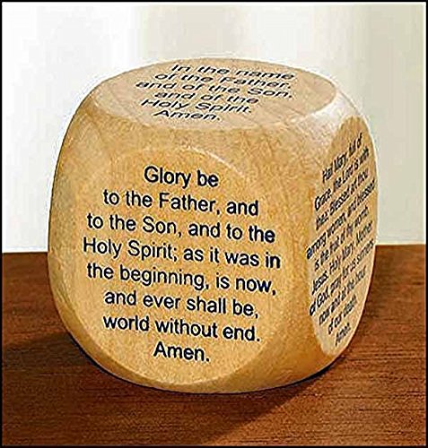 My Favorite Prayers Wooden Wood Prayer Cube for New Catholic Adults or Children