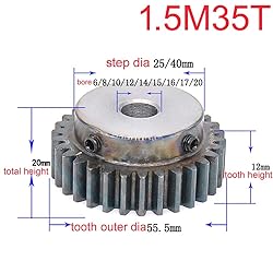 1.5 Mod 35Teeth Spur Gear with Step Bore 6mm
