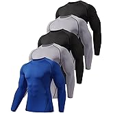 Celfaeree 5-6 Packs Long Sleeve Compression Shirt Men,Sports Baselayer Workout Shirt,Athletic Tops Running Shirts for Men