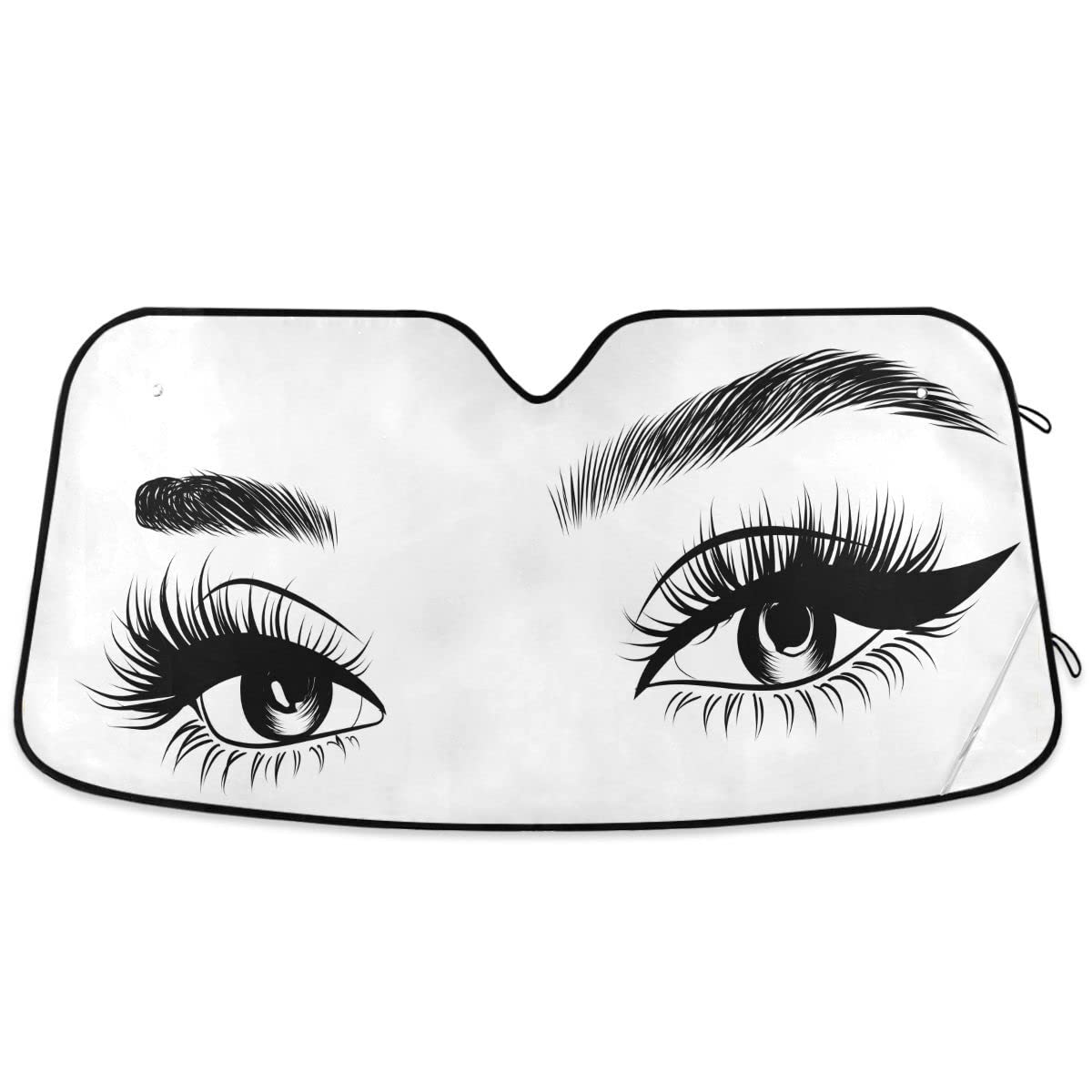 Photo 1 of Car Windshield Sun Shade Sexy Women Eyes Eyelash Car Sun Visor for UV Rays and Sun Heat Protection Blocks Heat and Sun Foldable Sun Shield 55x28 Inches Automotive Interior Accessories