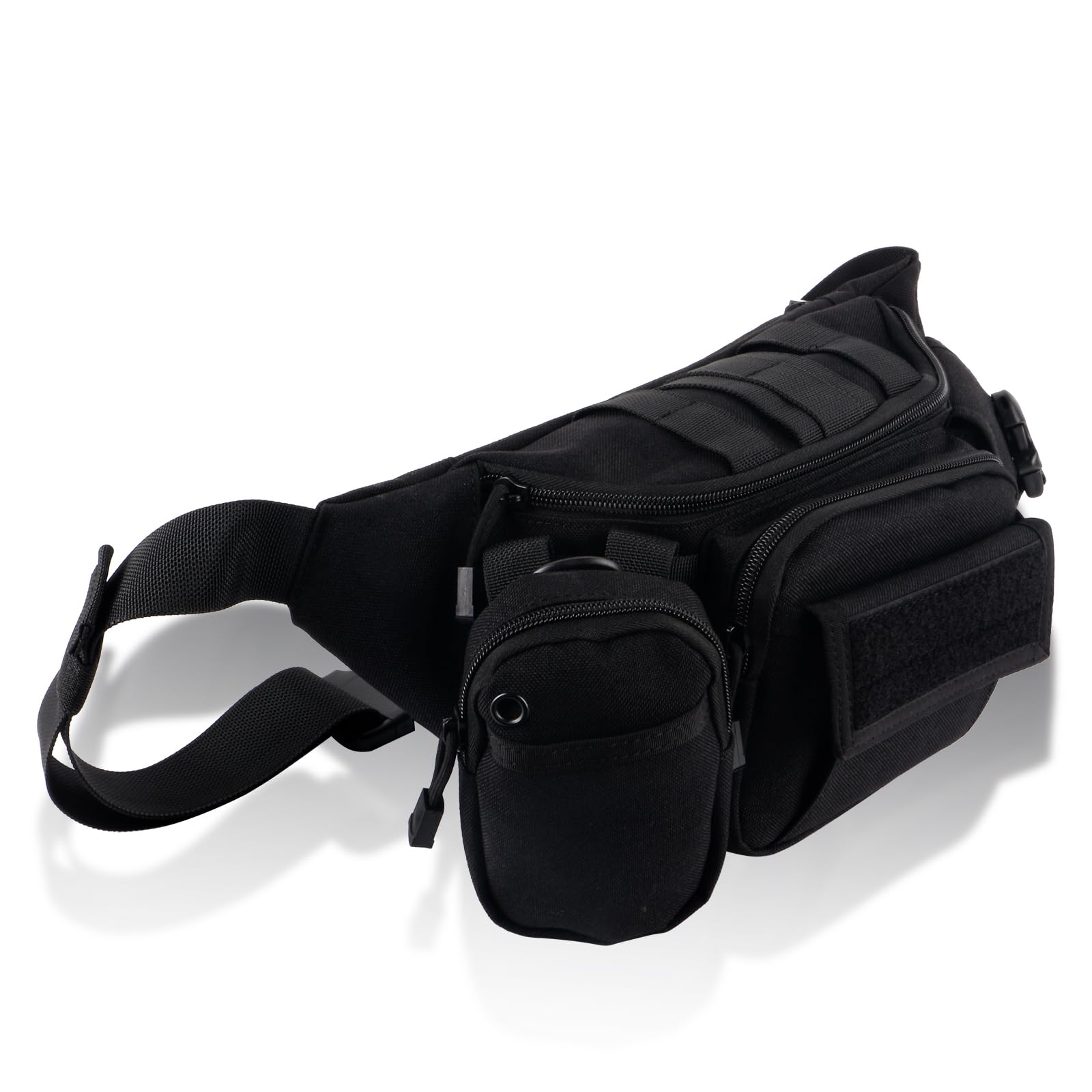 ToopMount Waist Pack Tactical Fanny Packs Large 9 Zip Pockets Adjustable Belt Sports Bum Bag Waterproof for Hiking, Biking, Fishing, Hunting (Black)