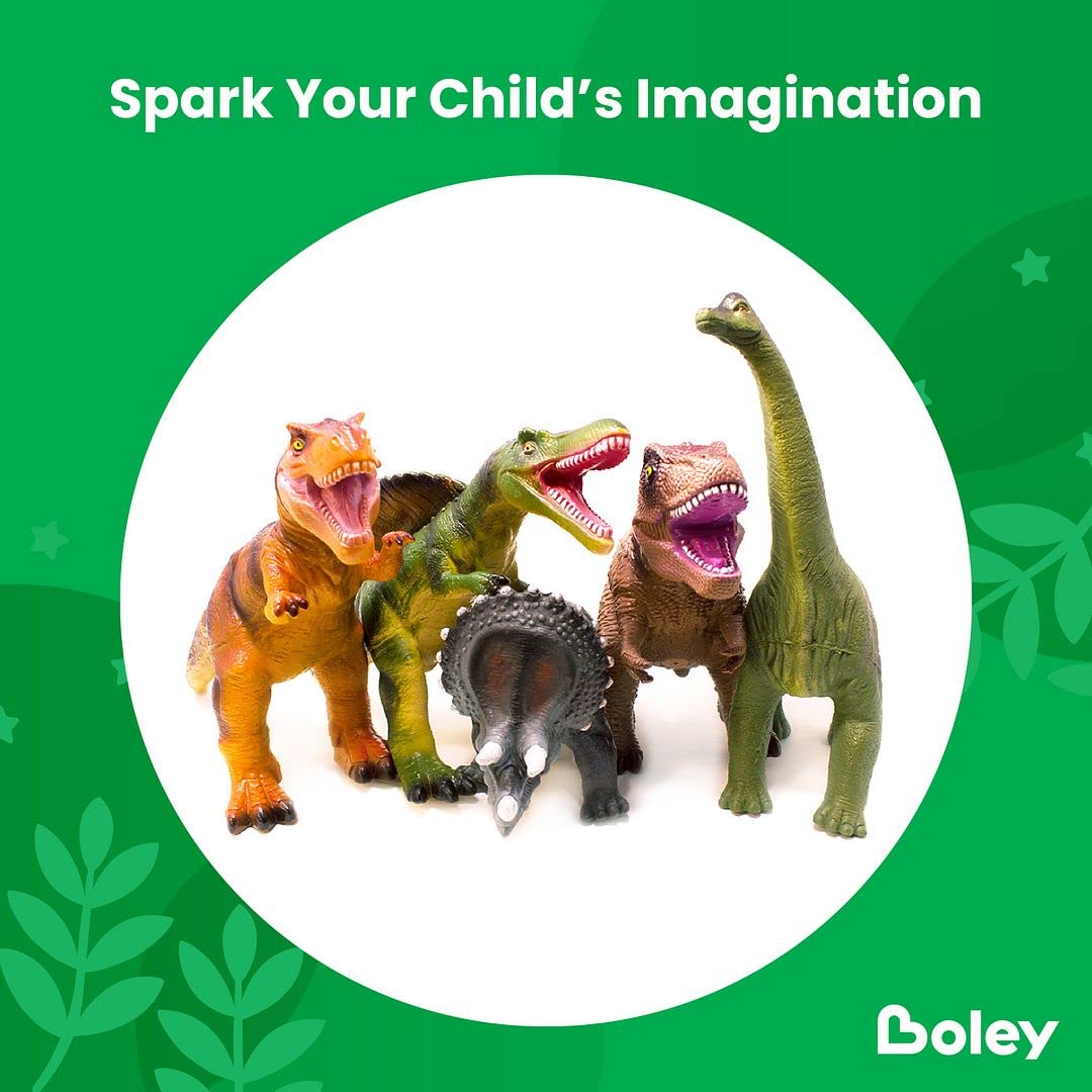 Boley 5 Piece Jumbo Dinosaur Set - Realistic, Highly Detailed Toy Dinosaurs for Kids, Toddlers, and Children - Educational Gifts for Boys and Girls - Ideal for Party Favors and Birthday Gifts