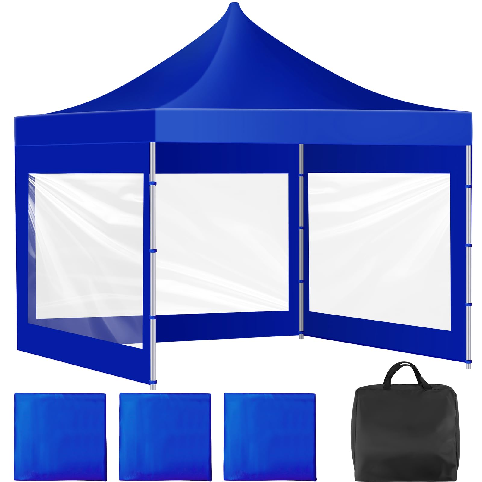 Photo 1 of SmoothNovelty 3 Pcs Clear Canopy Sidewalls with Black Storage Bag Window Sidewall for 10 x 10 Inch Tent Waterproof Shade Wall, Sunwalls Only, Canopy Tent Not Included, No Zipper(Blue)