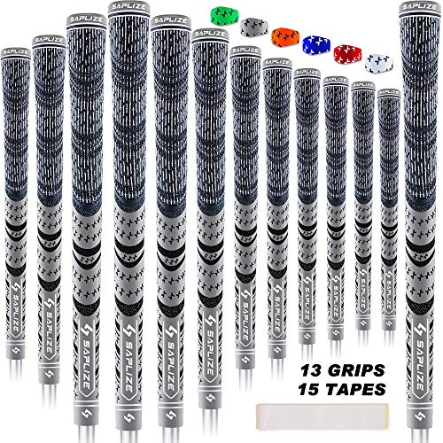 SAPLIZE Golf Grips(13 Grips + 15 Tapes Bundle), Hybrid