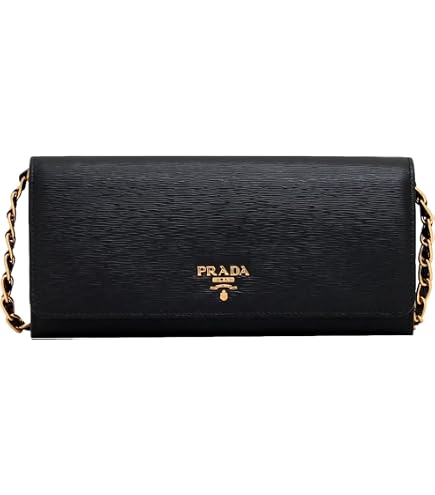 Prada Vitello Phenix Black Leather Crossbody Bag Gold-Tone