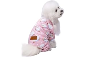 MIAODODO Pink Puppy Christmas Dog Clothes Pajamas for Small Medium Dogs Girl Boy,Funny Pet Cat Dog Shirts Costume Sweaters Pjs Onesie Shirt,Doggie Onesies Cat Pet Outfit Frenchie Clothes