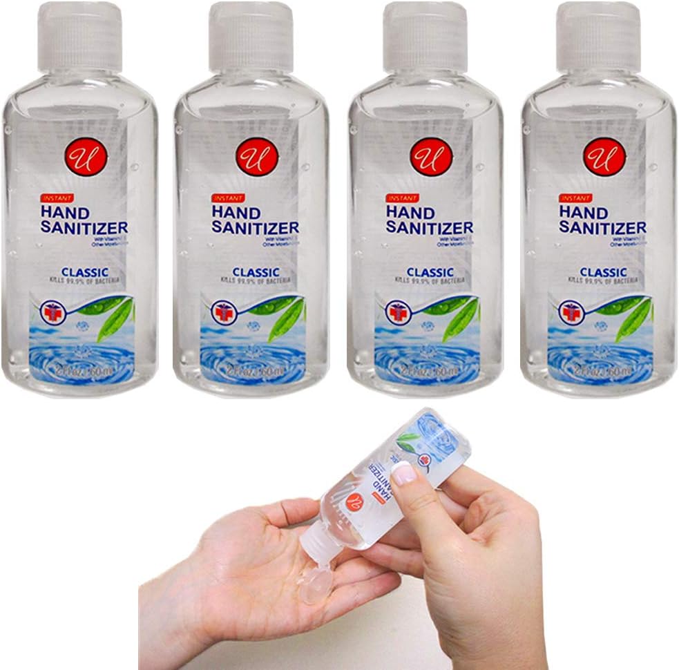 4 Pc Hand Sanitizer Vitamin E Moisturizing Clean Clear Gel Bacteria Germs 2oz