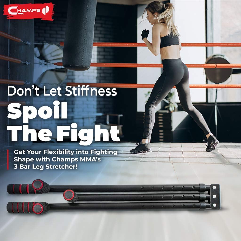 Champs MMA 3 Bar Leg Stretcher – Stainless Steel Split Machine MMA Equipment Hamstring Stretcher Device Boosts Range of Motion and Stretching Flexibility – Mixed Martial Arts Training Equipment : Sports & Outdoors