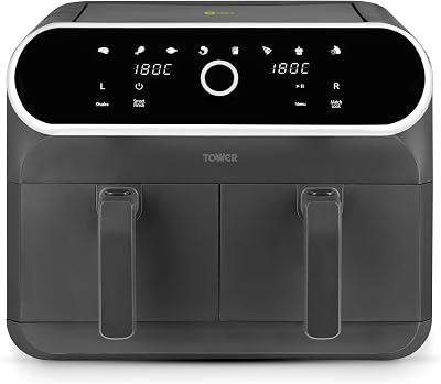 Tower Elite Dual Basket Air Fryer 8L 1700W Graphite T17194