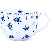 25oz Bone China Coffee Mugs with Handles, Microwave Safe for Soup &amp; Cereal | Large Capacity: 25oz large bone china mug holds soup, cereal, coffee, tea &amp; hot drink