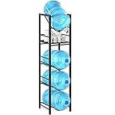 Eocnrhe 2-In-1 5 Gallon Water Jug Holder, 5 Tier Water Jug Stand Holder with 1 Dispenser Valves, 5 Gal Water Bottle Storage Rack Organizer for Kitchen, Office, Garage