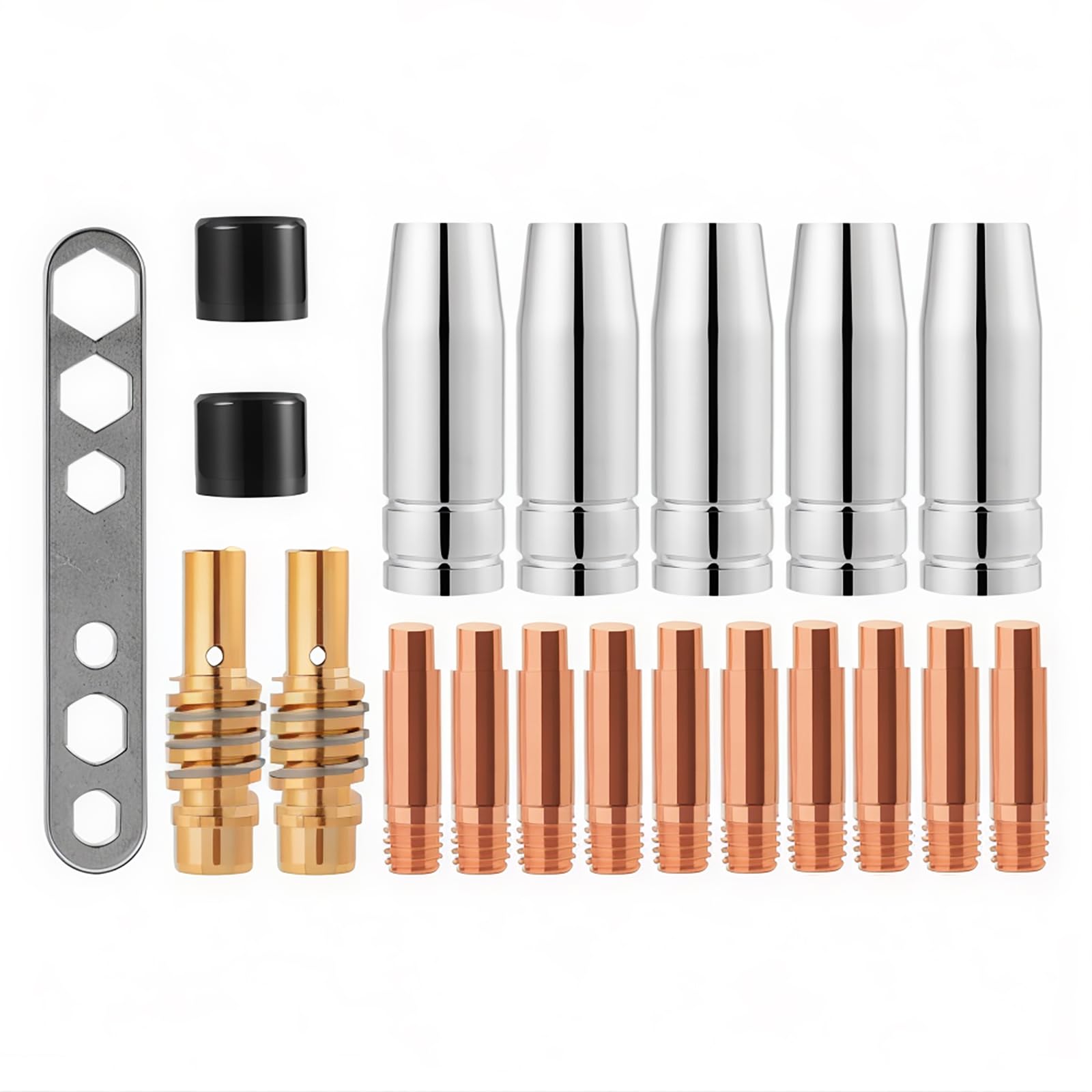 CESFONJER 20 pcs Nozzles Contact Tips Holders MIG Welder Consumable Accessory Fit 15AK MB15 MIG MAG Co2 Welding Torch