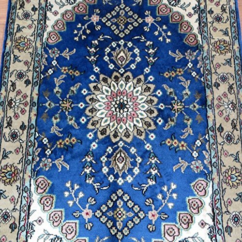 2.5'x4' Miniature Rug Handmade Traditional Blue Oriental Persian Silk