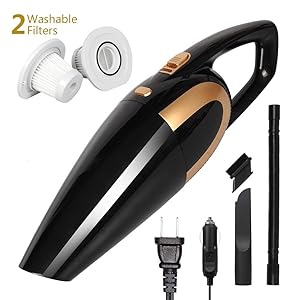 AivaToba Portable Cordless Handheld Vacuums [ Up to 35 Mins ] 120W 6000Pa Powerful Suction [ Quick Charge Tech ] Wet Dry Lightweight Rechargeable [ with 2 Cylinder Filters 2 Charge Adapter ]