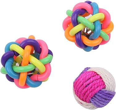 Amazon 猫 犬 おもちゃ 噛む ボール カラフル ゴムボール 鈴入り 2個 麻 ボール 1個 運動 遊び Anjing ボール 通販