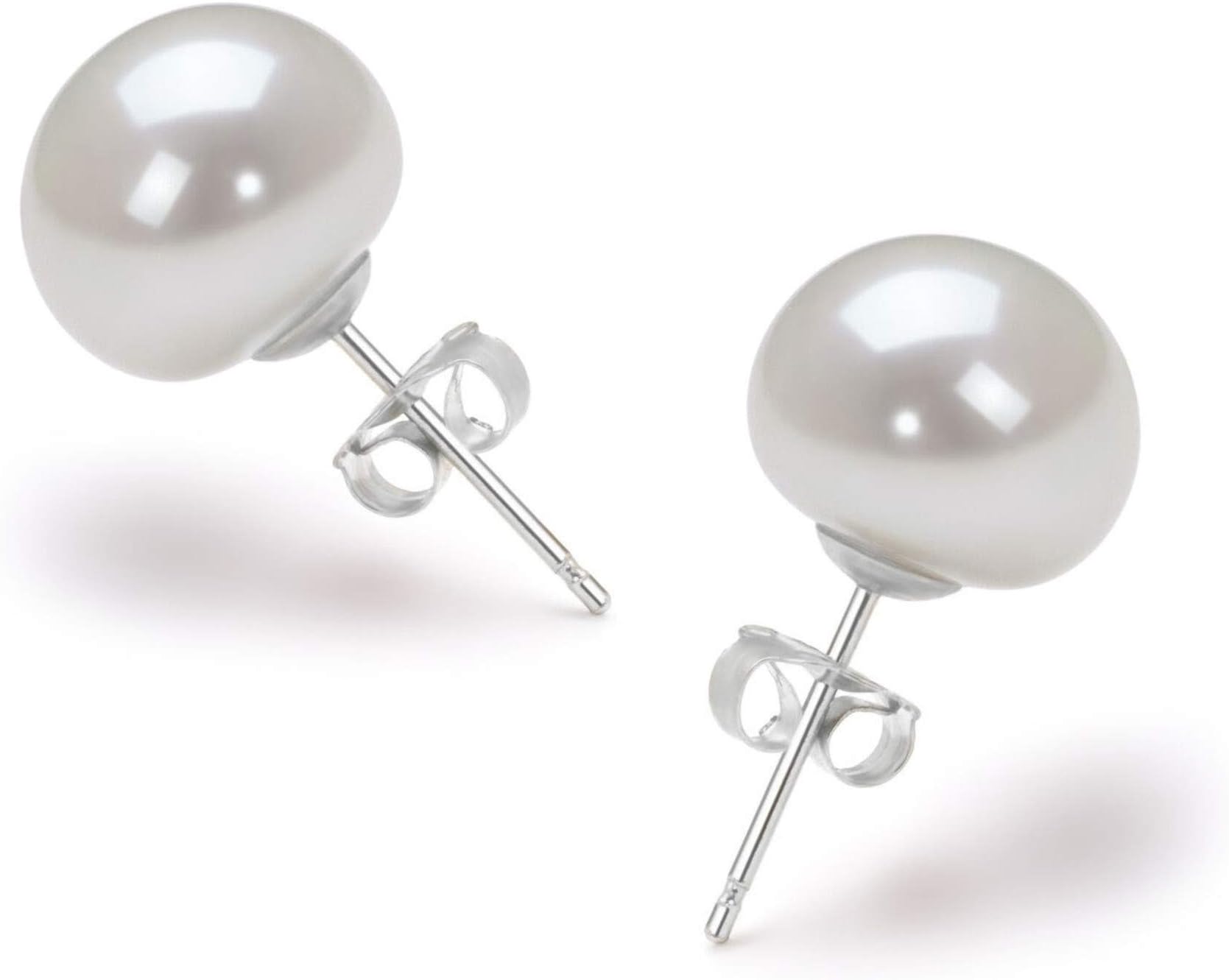 7-8mm AAA Quality Freshwater 14K Yellow Gold Cultured Pearl Earring Pair For Women