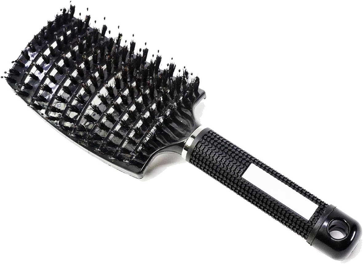 Curved Vented Hair Brush,Vent Brush, Styling for Thick Long Hair, Detangling Massage Brush for Women or Men, Fast Drying Blow Dryer Brush Wet/Dry (Boar Bristle Hair Brush)