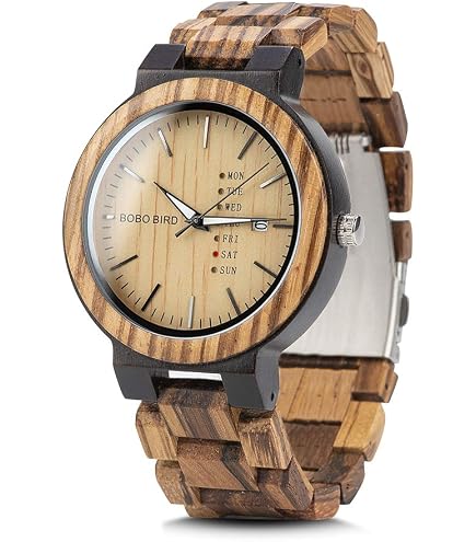 Amazon.com: BEWELL ZS-W086B Mens Wooden Watch Analog Quartz