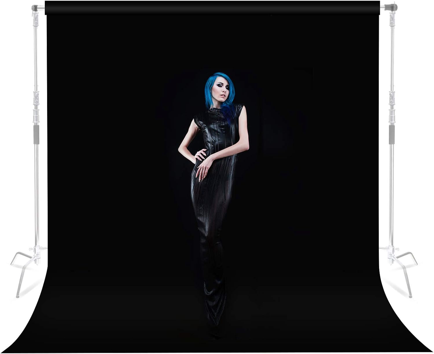 Selens 200x300cm Black Photography Backdrop Background Velvet Screen Fabric Wrinkle Resistance 6.6x10ft for Photo Studio Portrait Product Props Pet Webcast Backdrop Stand Frame Shooting Washable