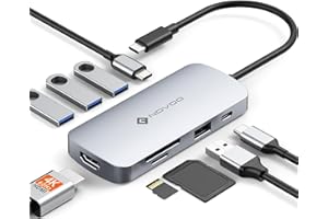 NOVOO USB C Hub, 9 in 1 USB C to HDMI Adapter with 4K@60Hz HDMI, 5 USB Ports, 100W PD, SD/TF USB C Adapter, USB C Dock for Ma