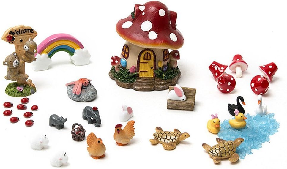 Secretrain 33Pcs Miniature Fairy Garden Ornament DIY Dollhouse Kit
