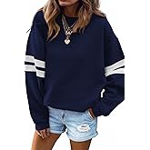 Deer Lady Striped Oversized Sweatshirt for Women Pullover Long Sleeve Sweatshirt Crewneck Sweat Tops 2025 Fall Fashion Outfit