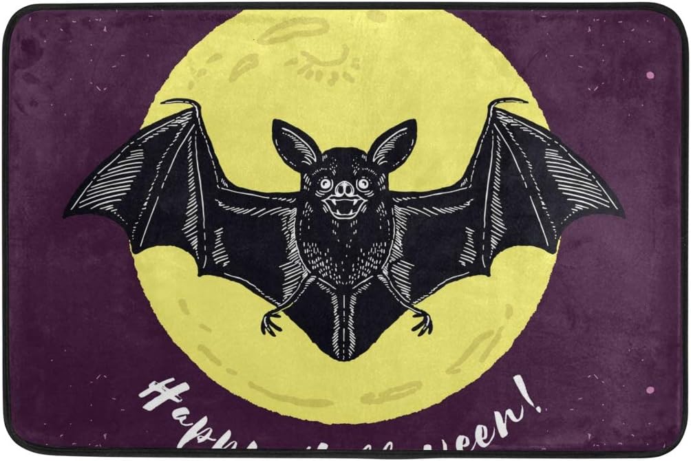 Qilmy - Felpudo para puerta delantera, diseño de murciélagos de