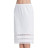 MANCYFIT Half Slips for Women Underskirt Dress Extender Lace Trim Knee Length Midi Skirt 19-26" Length
