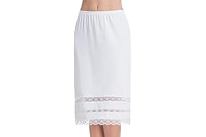 MANCYFIT Half Slips for Women Underskirt Dress Extender Lace Trim Knee Length Midi Skirt