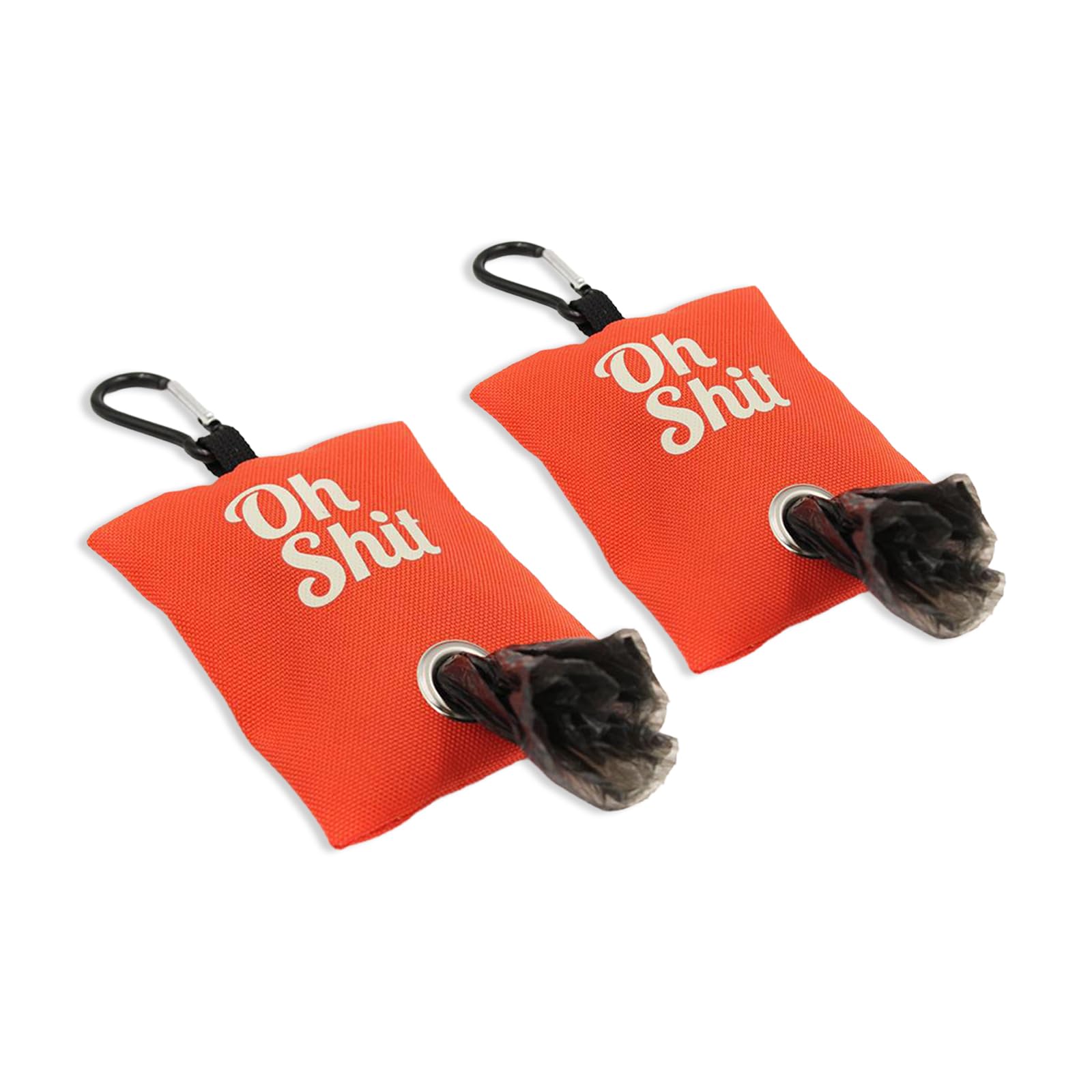 WUMUZAI 2 Pack Dog Poop Bag Dispenser with Clip, Doggie Poop Bag Holders for Leashes, Dog Waste Bag Dispenser, Doggy Bag Holder Pouch, Lightweight Fabric for Pet Running Walking Hiking (Orange)