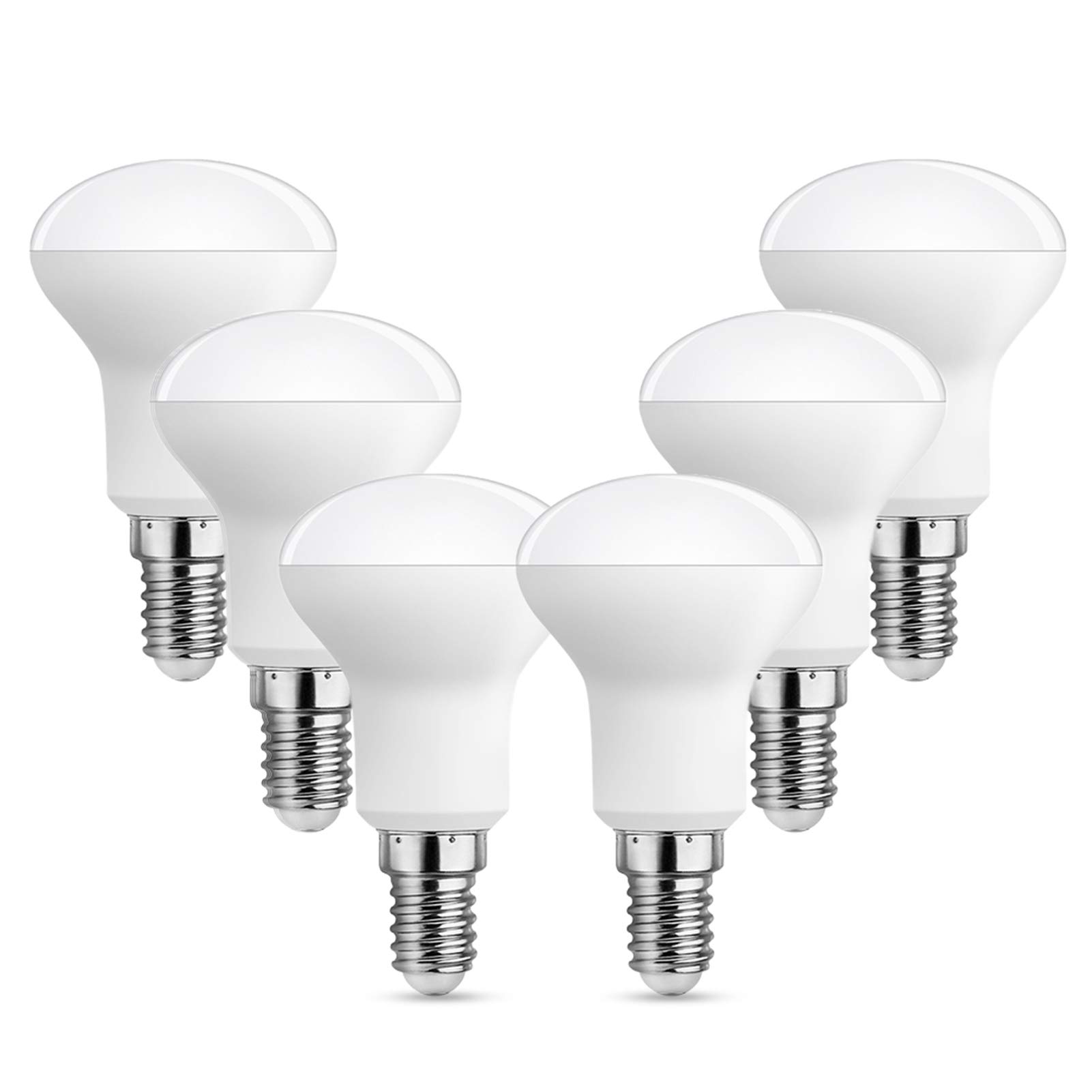 Spotlight Bulbs R50 E14 LED Cool White 6000K, 120° Beam Angle, 5W Replace E14 Reflector Bulbs 40W 50W, 500LM, R50 SES Small Edison Screw LED Light Bulbs, Non-dimmable, Pack of 6