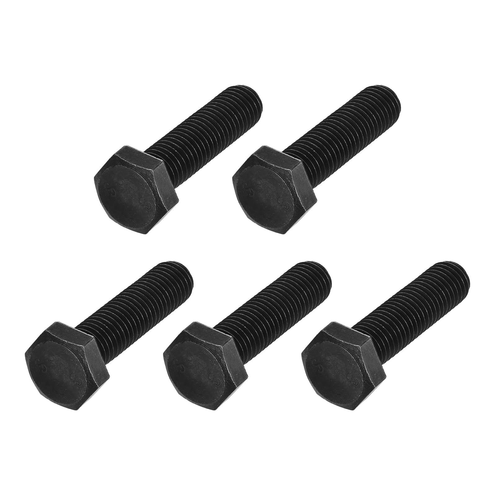 METALLIXITY Hex Bolts (M14-2x55mm) 5Pcs, Carbon Steel Fully Threaded Black Oxide, Coarse Thread UNC Hex Head Screw Bolt - for Furniture Repair